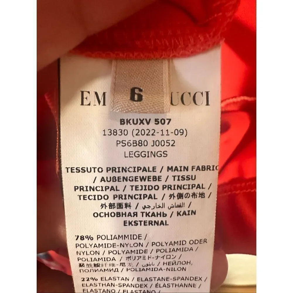 Emilio Pucci Marmo Print Red Girls Leggings, Size 6